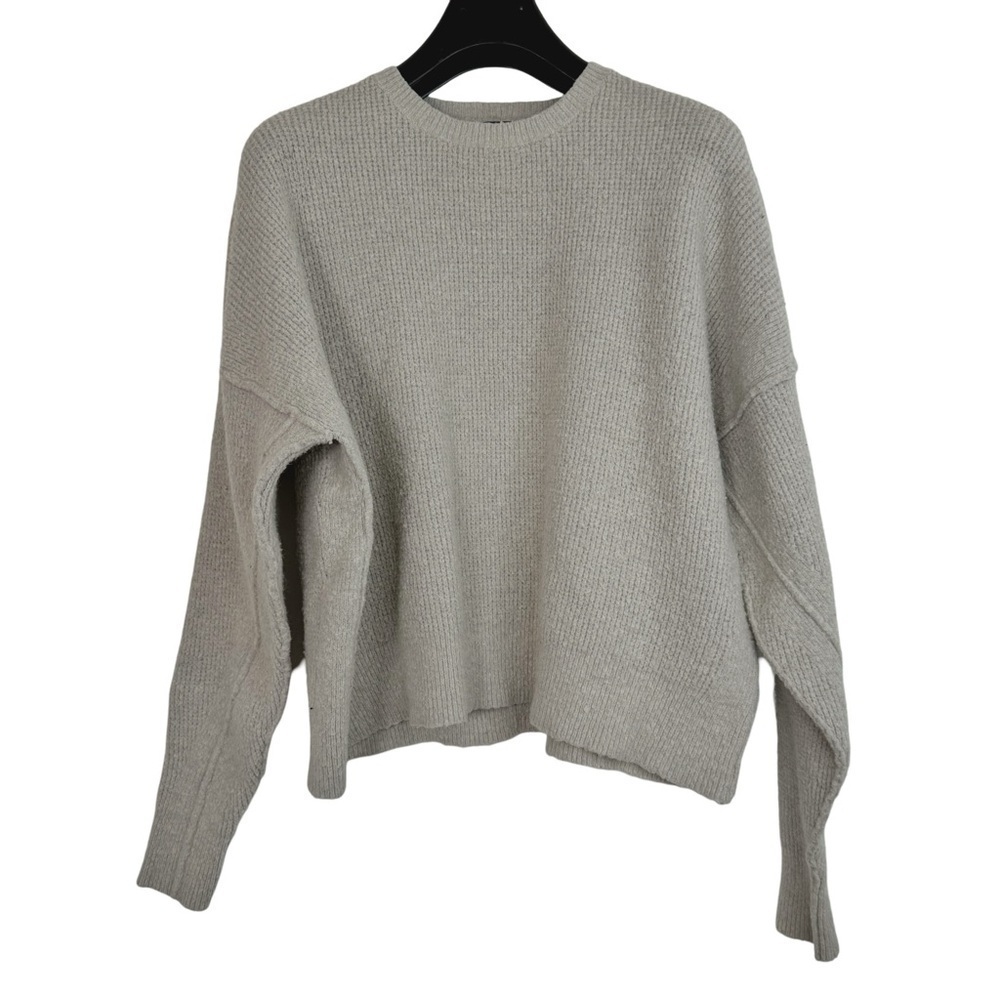 NWOT LINE THE LABEL Women's Luxury Designer Cream Textured Crew Neck Sweater S